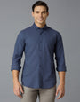 Ash Blue 100% Cotton Solid Slim fit Smart Casual Full Sleeve Shirts