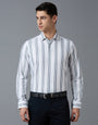 White Blk 100% Cotton Striped Slim fit Formal Full Sleeve Shirts