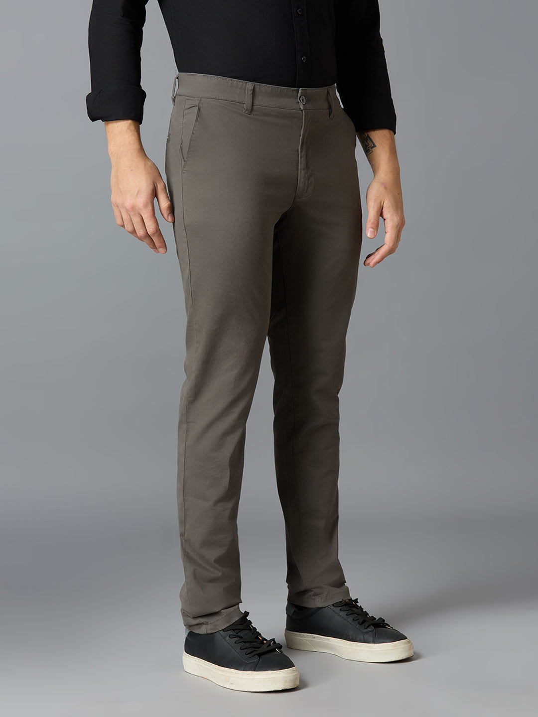 Ultimate Comfort Grey 97% Cotton 3% Spandex Plain Tailor Fit Smart Casual Cross Pocket Trouser