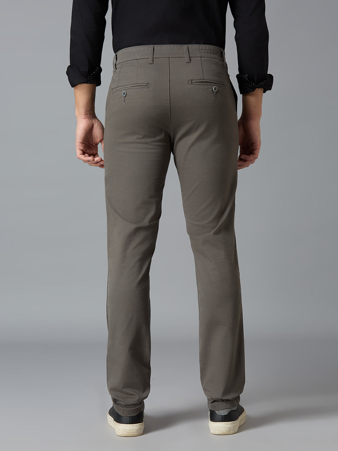 Ultimate Comfort Grey 97% Cotton 3% Spandex Plain Tailor Fit Smart Casual Cross Pocket Trouser