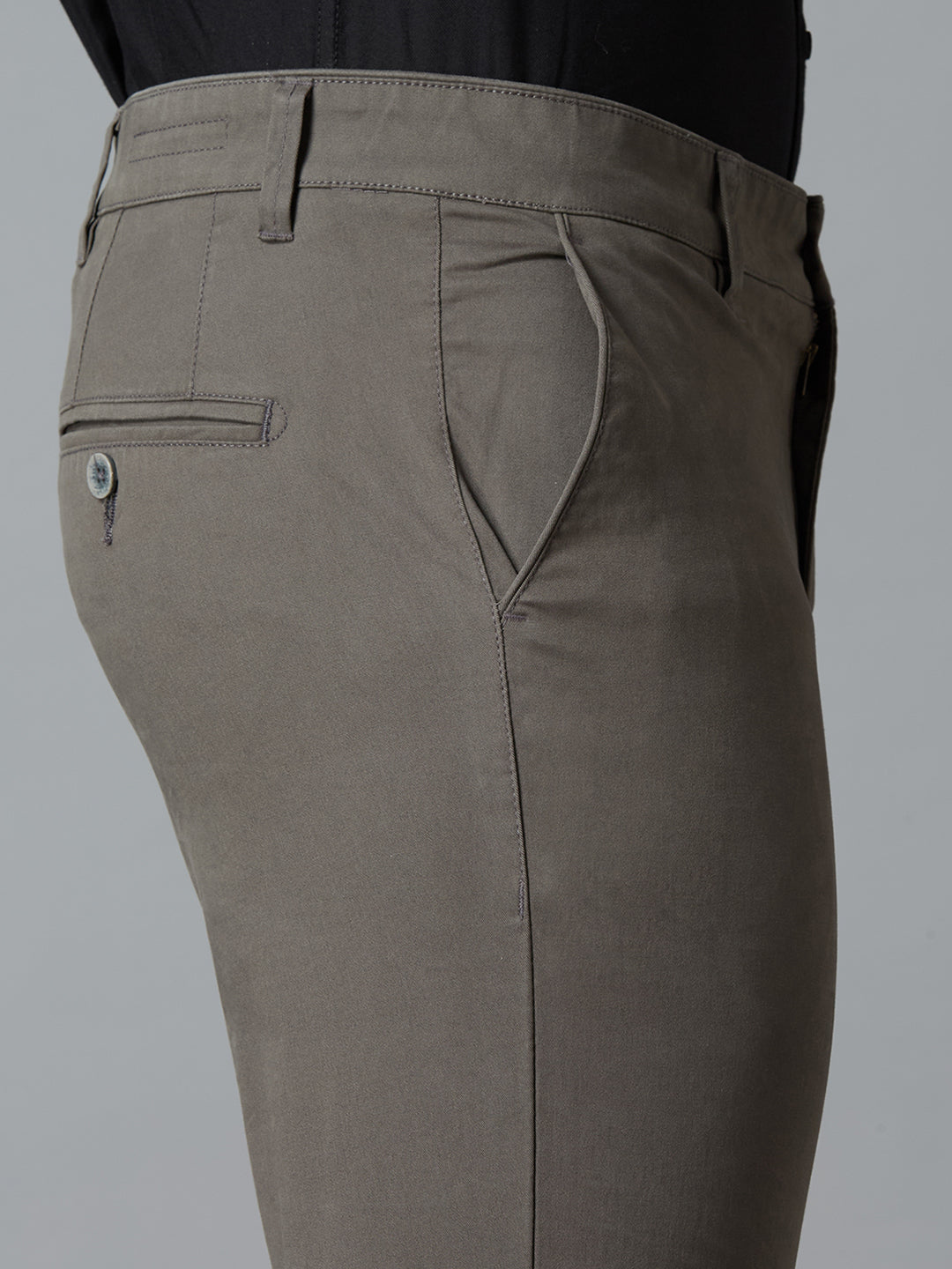 Ultimate Comfort Grey 97% Cotton 3% Spandex Plain Tailor Fit Smart Casual Cross Pocket Trouser