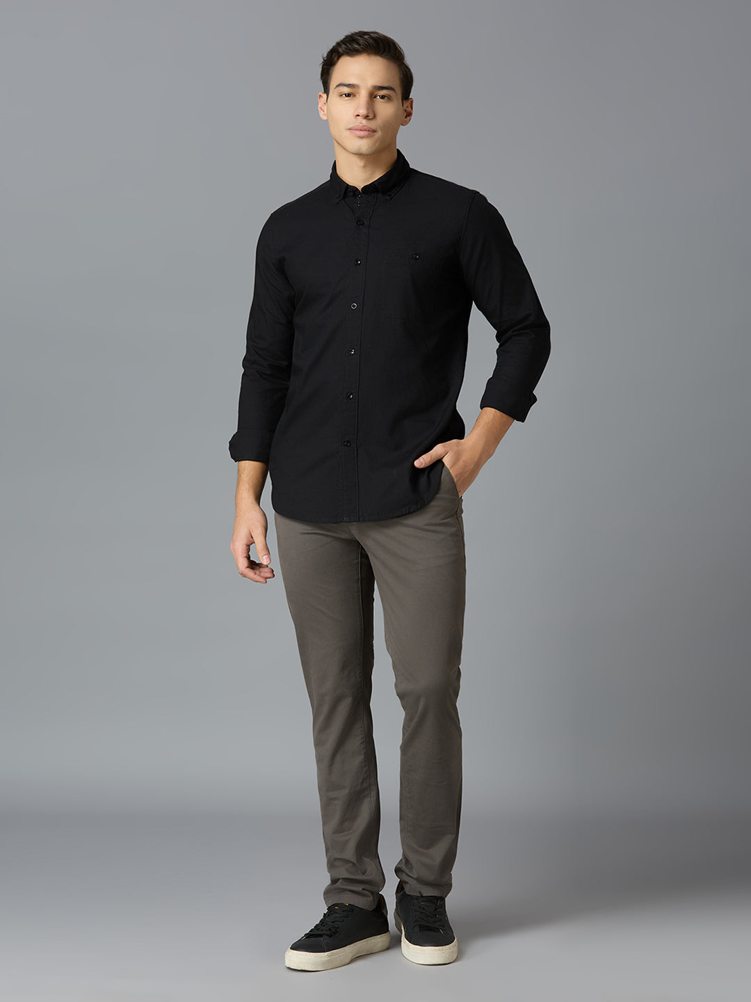 Ultimate Comfort Grey 97% Cotton 3% Spandex Plain Tailor Fit Smart Casual Cross Pocket Trouser