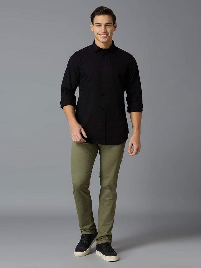 Olive 97% Cotton 3% Spandex Plain Tailor Fit Smart Casual Cross Pocket Trousers