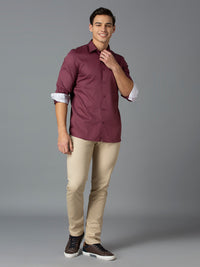 Beige 97% Cotton 3% Spandex Dobby Tailor Fit Smart Casual Cross Pocket Trousers