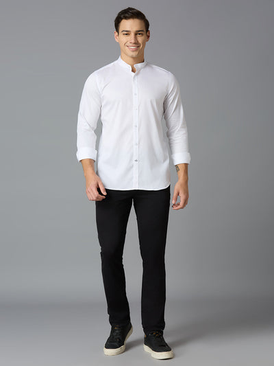 Black 97% Cotton 3% Spandex Dobby Tailor Fit Smart Casual Cross Pocket Trousers