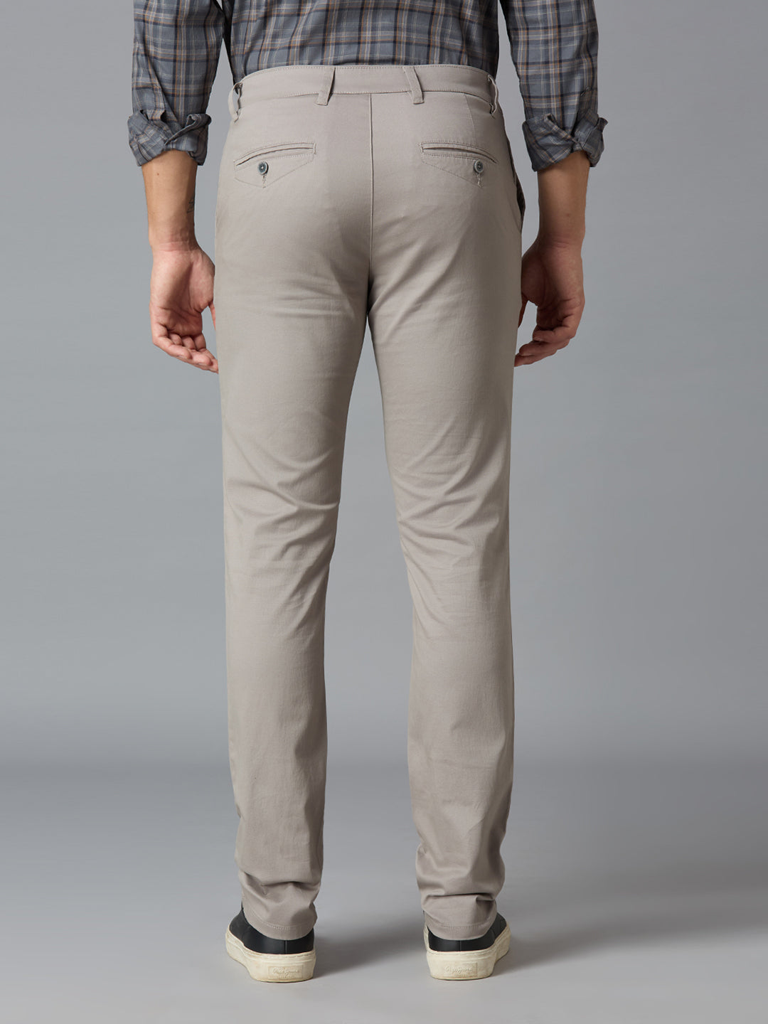 Cement 97% Cotton 3% Spandex Dobby Tailor Fit Smart Casual Cross Pocket Trousers