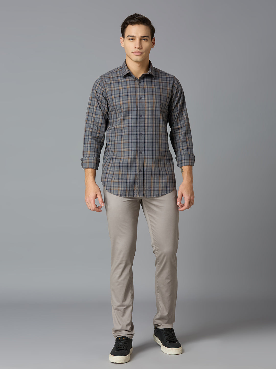 Cement 97% Cotton 3% Spandex Dobby Tailor Fit Smart Casual Cross Pocket Trousers