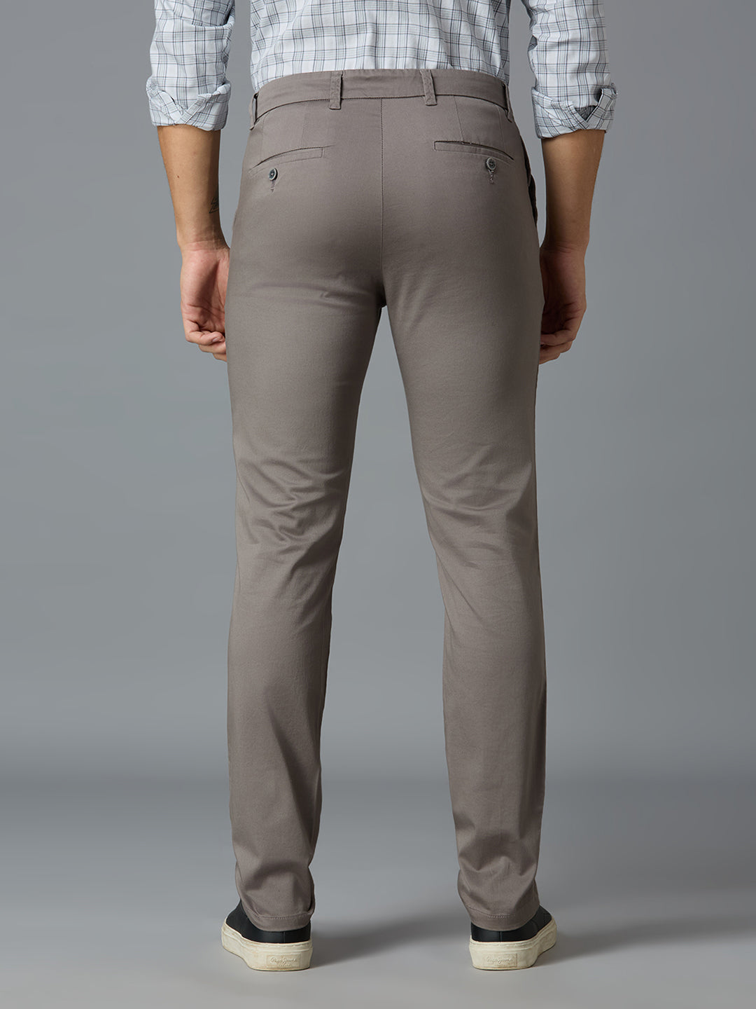 Cement 97% Cotton 3% Spandex Plain Tailor Fit Smart Casual Cross Pocket Trousers