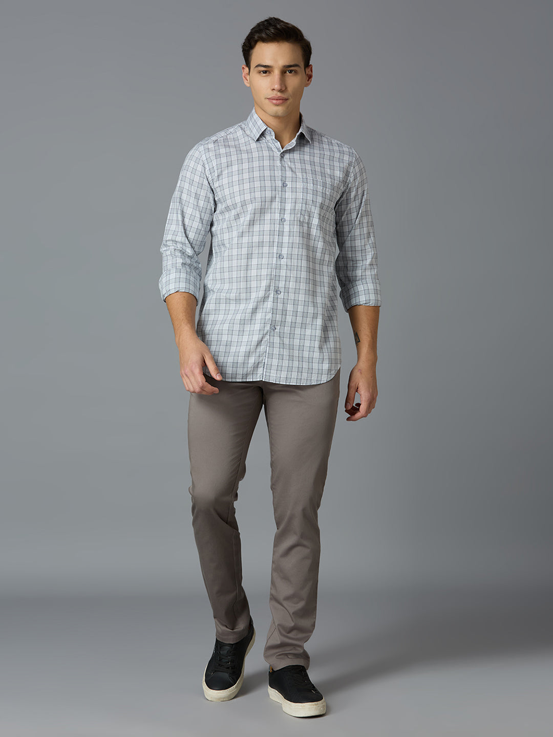 Cement 97% Cotton 3% Spandex Plain Tailor Fit Smart Casual Cross Pocket Trousers