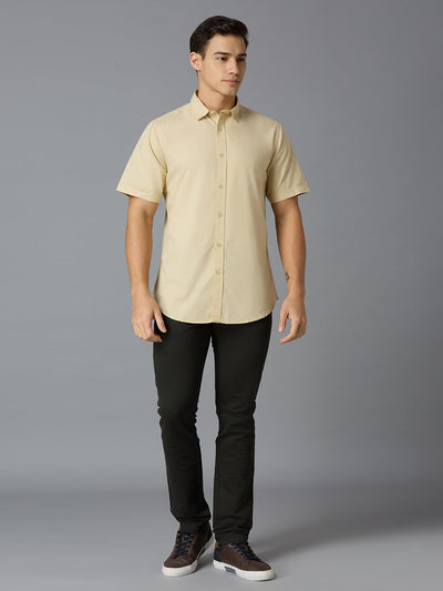 Olive 97% Cotton 3% Spandex Plain Tailor Fit Smart Casual 5 Pocket Trousers