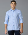 Sky Blue 100% Cotton Checked Slim fit Formal Full Sleeve Shirts