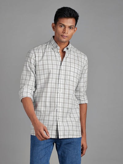 White/Light Grey Menswear Topwear Shirts