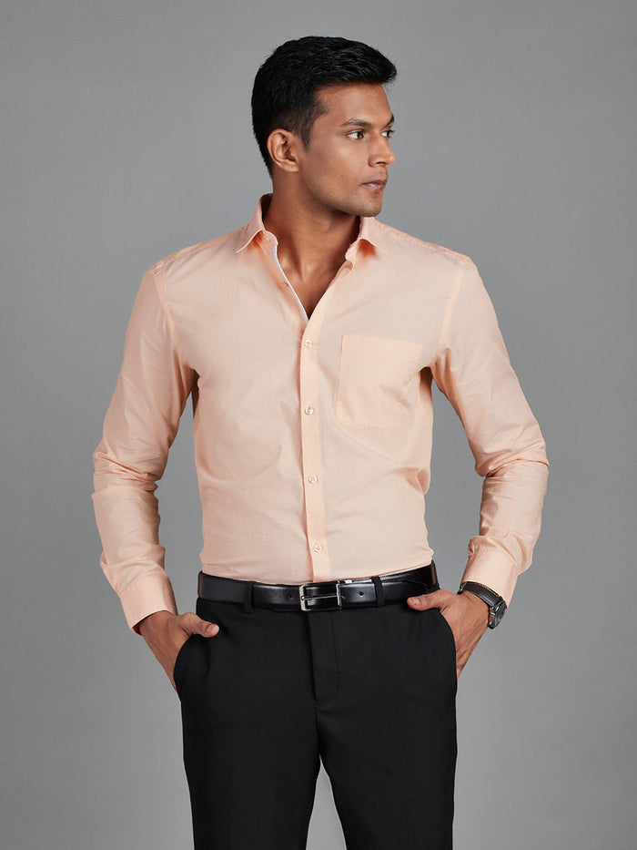 Men's Pure Cotton Fil a Fil Fil a Fil Slim Fit Full Sleeve Formal Shirt - Pink