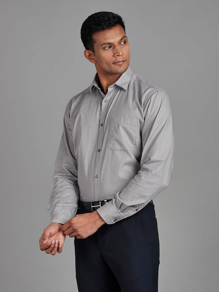 Men's Pure Cotton Checks Regular Fit Full Sleeve Casual Shirt - White & Brown