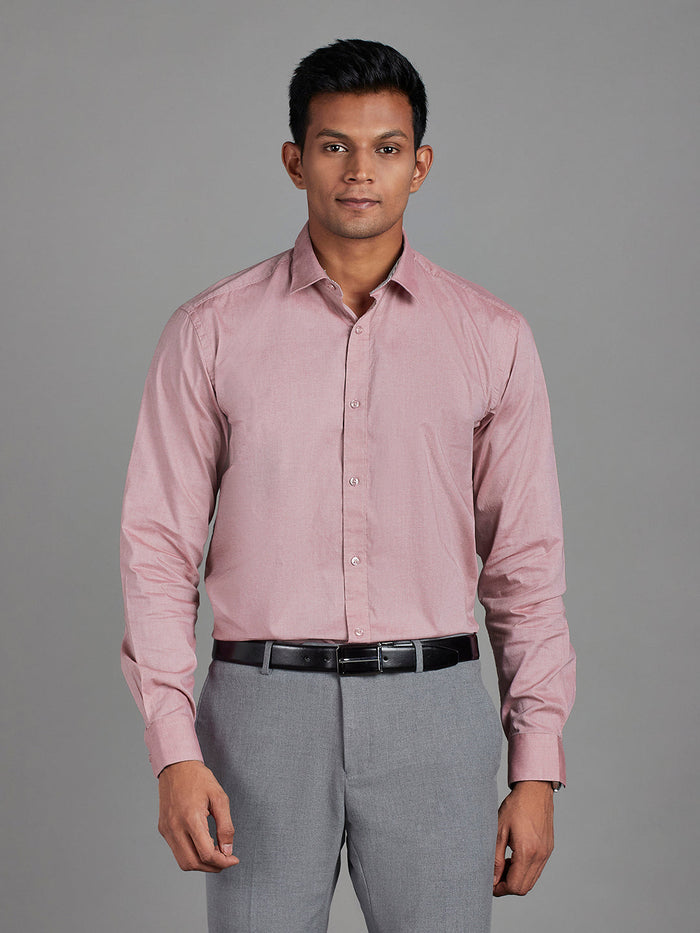 Men's Pure Cotton Oxford Oxford Regular Fit Full Sleeve Casual Shirt - Red