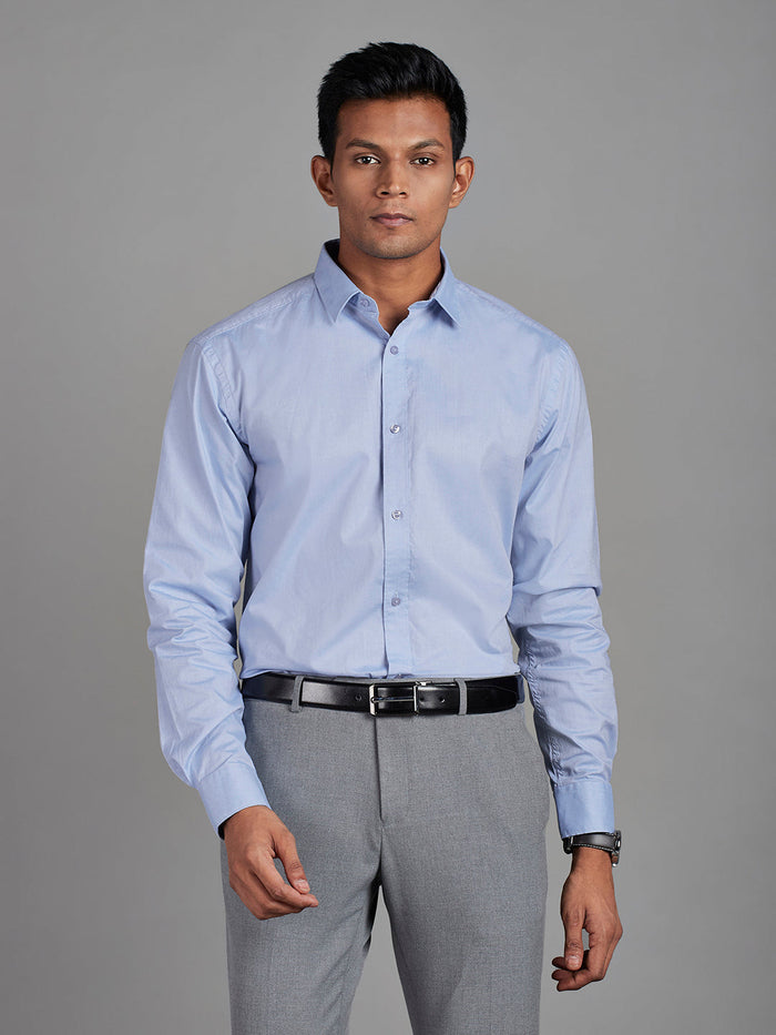 Men's Pure Cotton Oxford Oxford Regular Fit Full Sleeve Casual Shirt - Blue