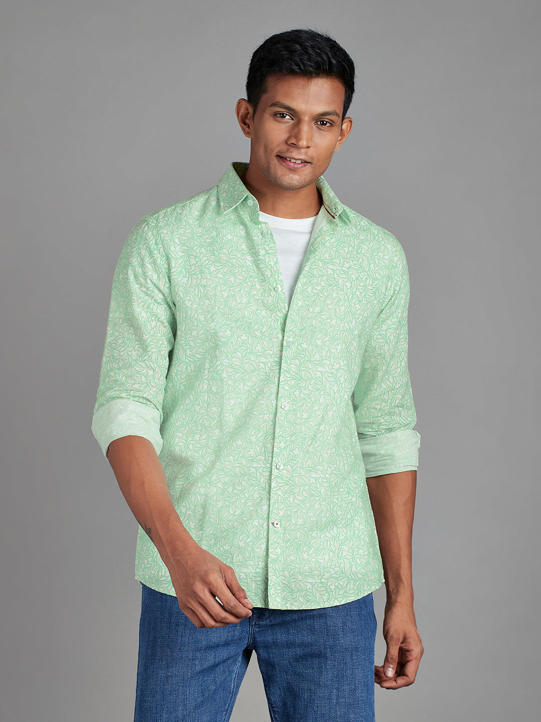 Green Menswear Topwear Shirts