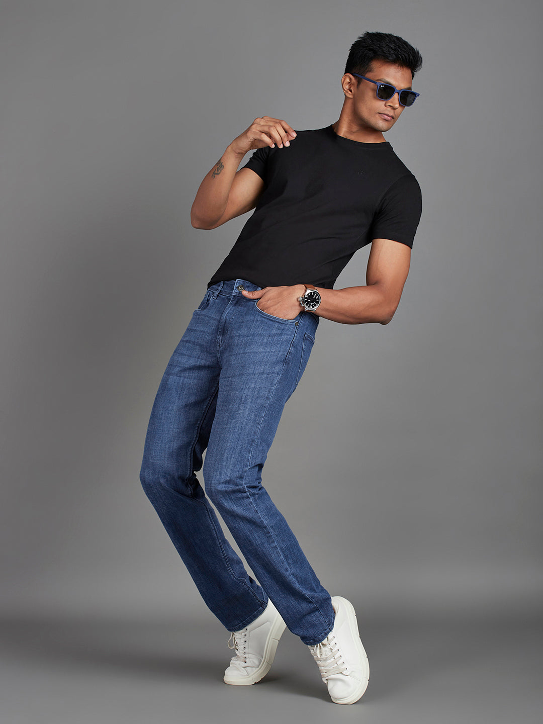 Mid Blue Indigo Menswear Jeans