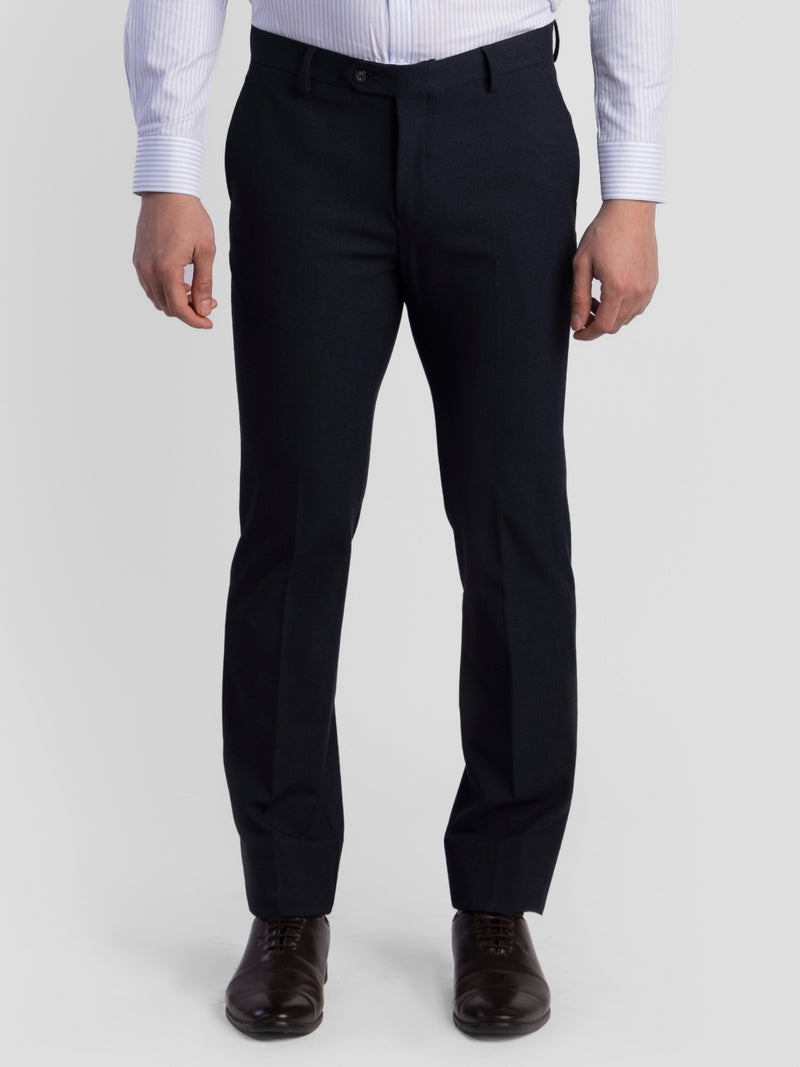 Navy Poly Viscose Blend Trousers for Men | Tailor Fit Luxury Wear
