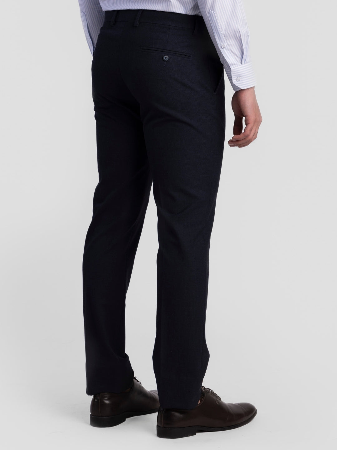 Navy Poly Viscose Blend Trousers for Men | Tailor Fit Luxury Wear