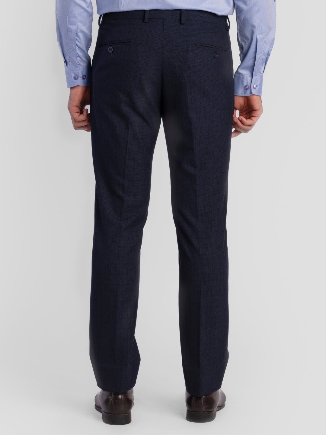 Navy Poly Viscose Blend Trousers for Men | Tailor Fit Luxury Wear
