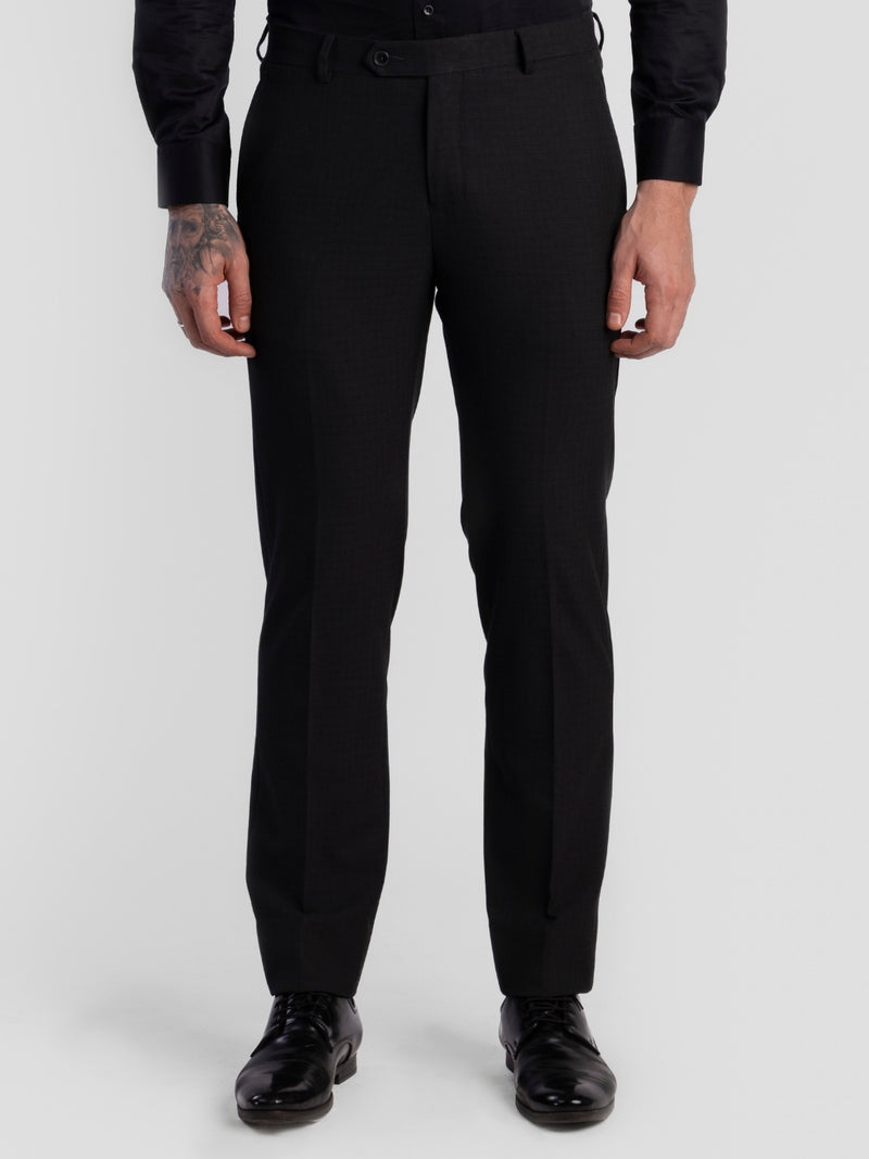 Black Poly Viscose Blend Trousers for Men | Tailor Fit Luxury Wear