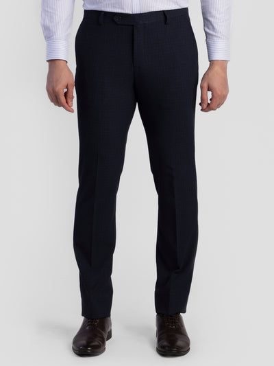 Navy Poly Viscose Blend Trousers for Men | Tailor Fit Luxury Wear