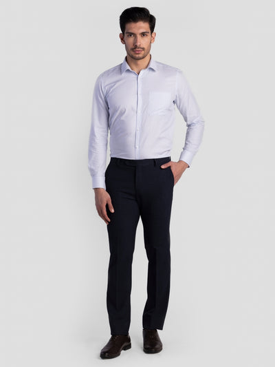 Navy Poly Viscose Blend Trousers for Men | Tailor Fit Luxury Wear