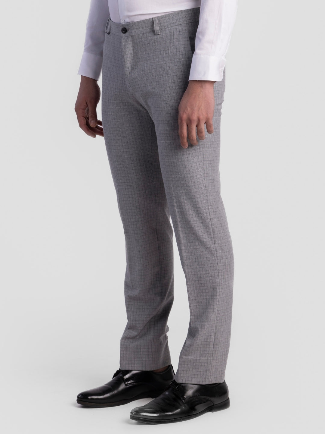 Lt Grey Poly Viscose Blend Trousers for Men | Tailor Fit Luxury Wear