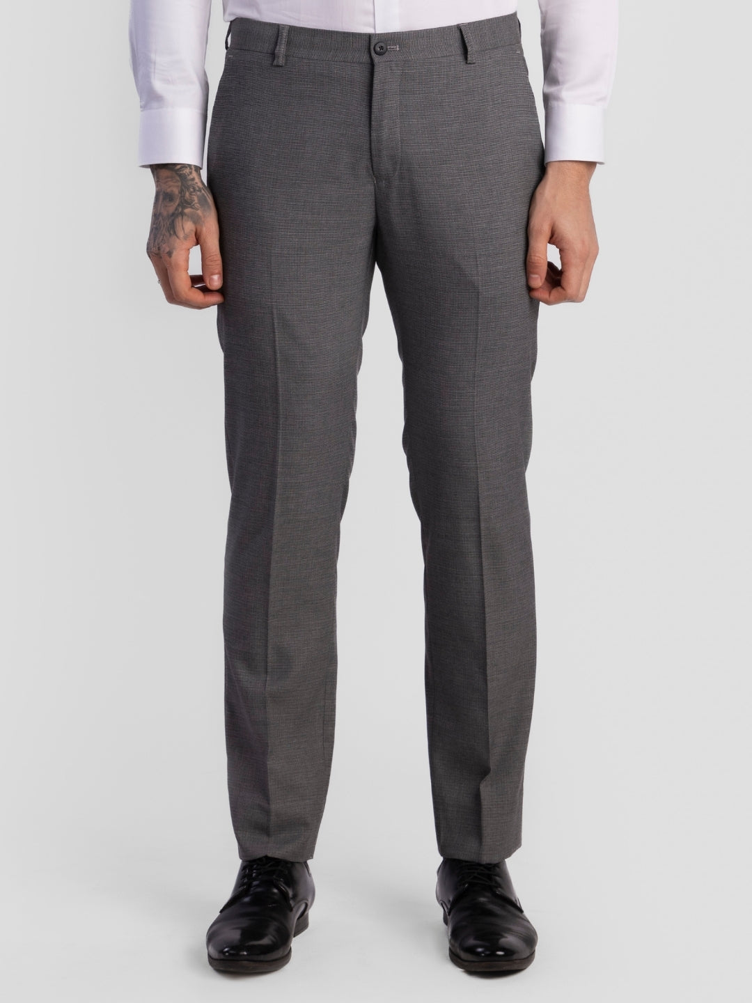 Lt Grey Poly Viscose Blend Trousers for Men | Tailor Fit Luxury Wear