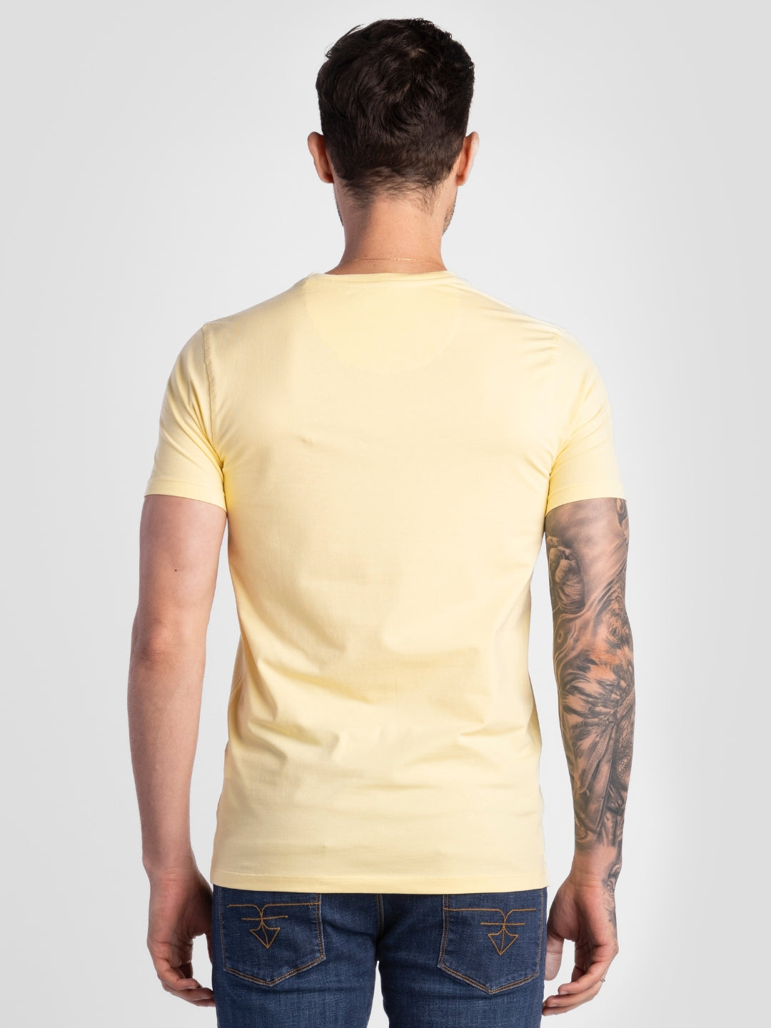 Light Yellow Pure Cotton T-Shirts for Men | Regular Fit Luxury Wear