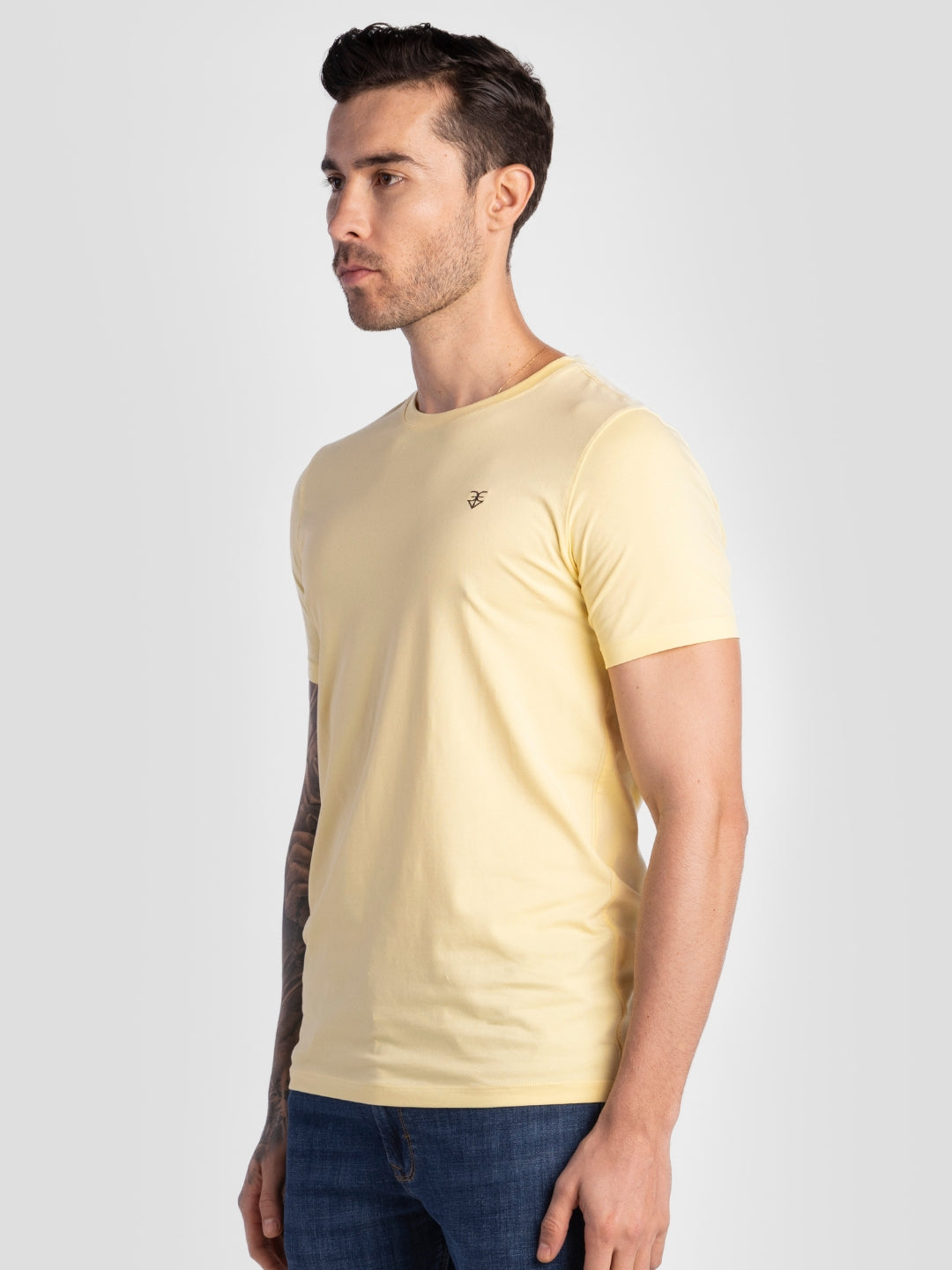 Light Yellow Pure Cotton T-Shirts for Men | Regular Fit Luxury Wear