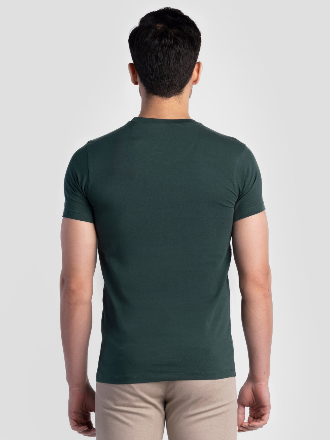 Bottle Green Pure Cotton T-Shirts for Men | Regular Fit Luxury Wear