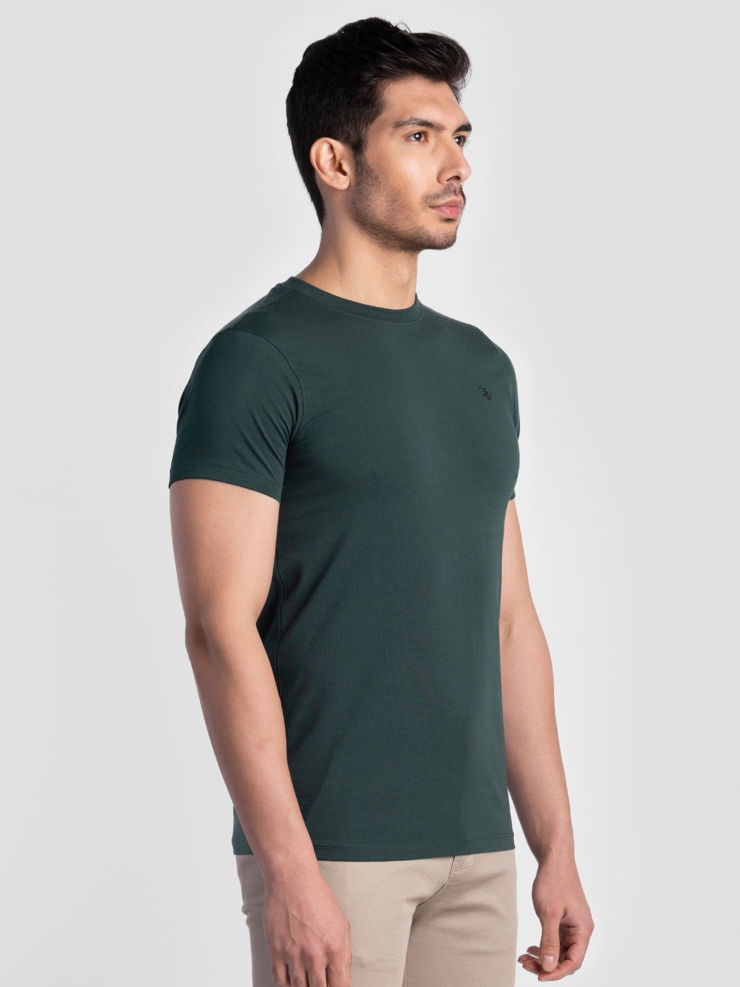 Bottle Green Pure Cotton T-Shirts for Men | Regular Fit Luxury Wear