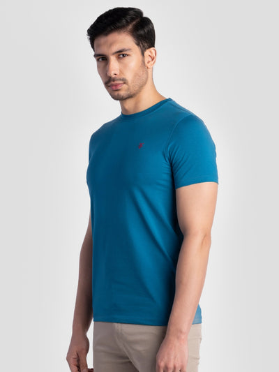 Teal Pure Cotton T-Shirts for Men | Regular Fit Luxury Wear
