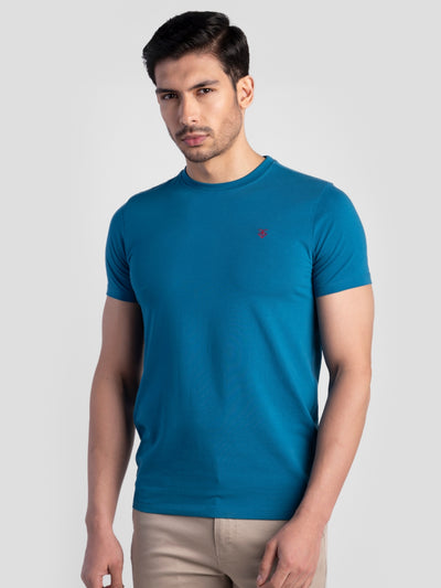 Teal Pure Cotton T-Shirts for Men | Regular Fit Luxury Wear