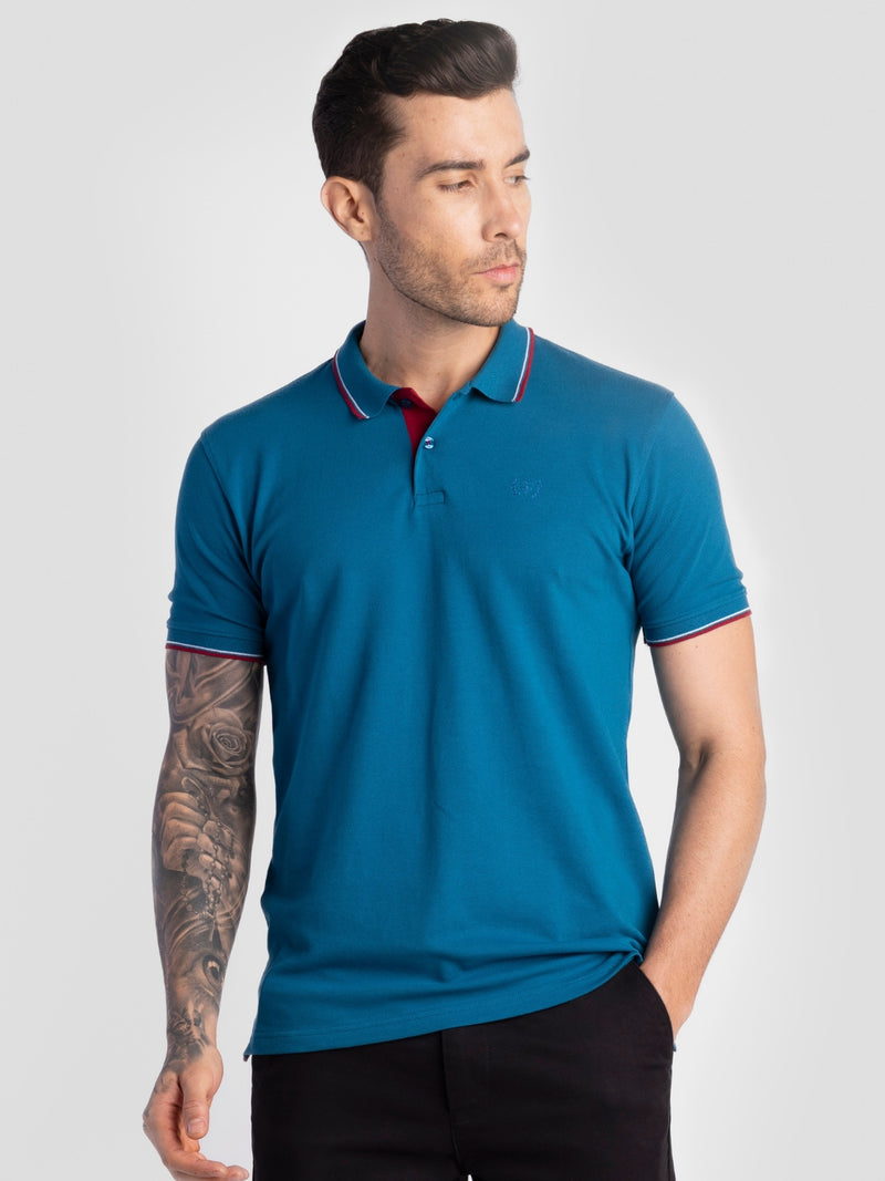 Teal Pure Cotton T-Shirts for Men | Regular Fit Luxury Wear