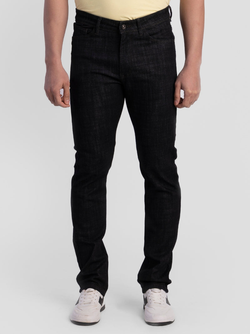 Black Poly Cotton Blend Jeans for Men | Regular Fit Luxury Wear
