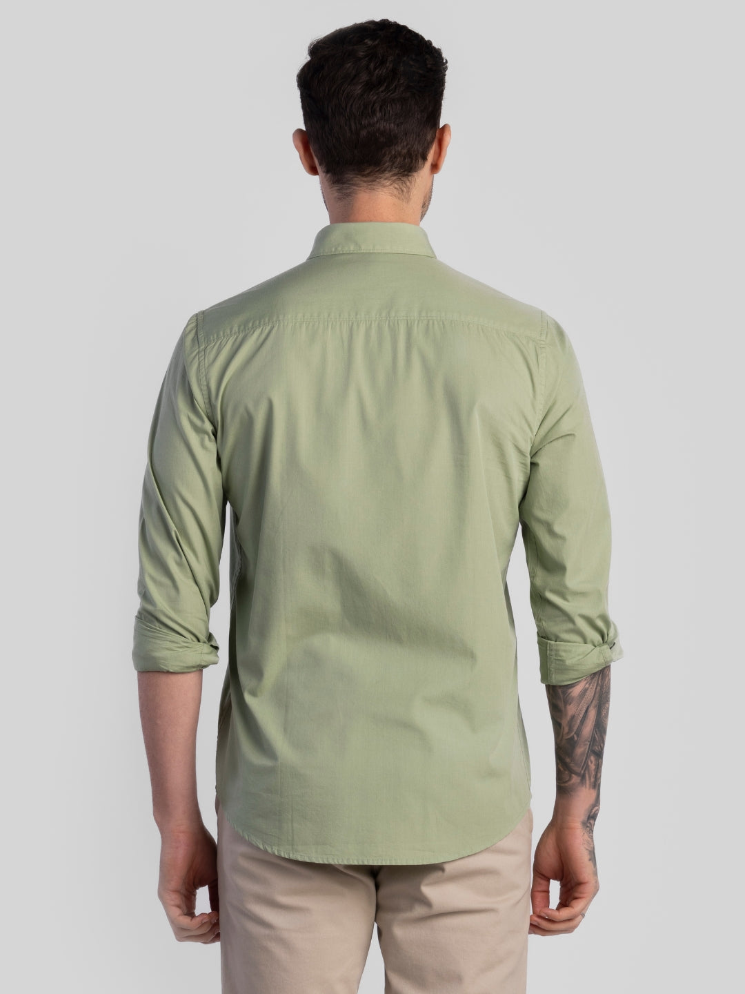 Green Pure Cotton Shirts for Men | Slim Fit Luxury Wear