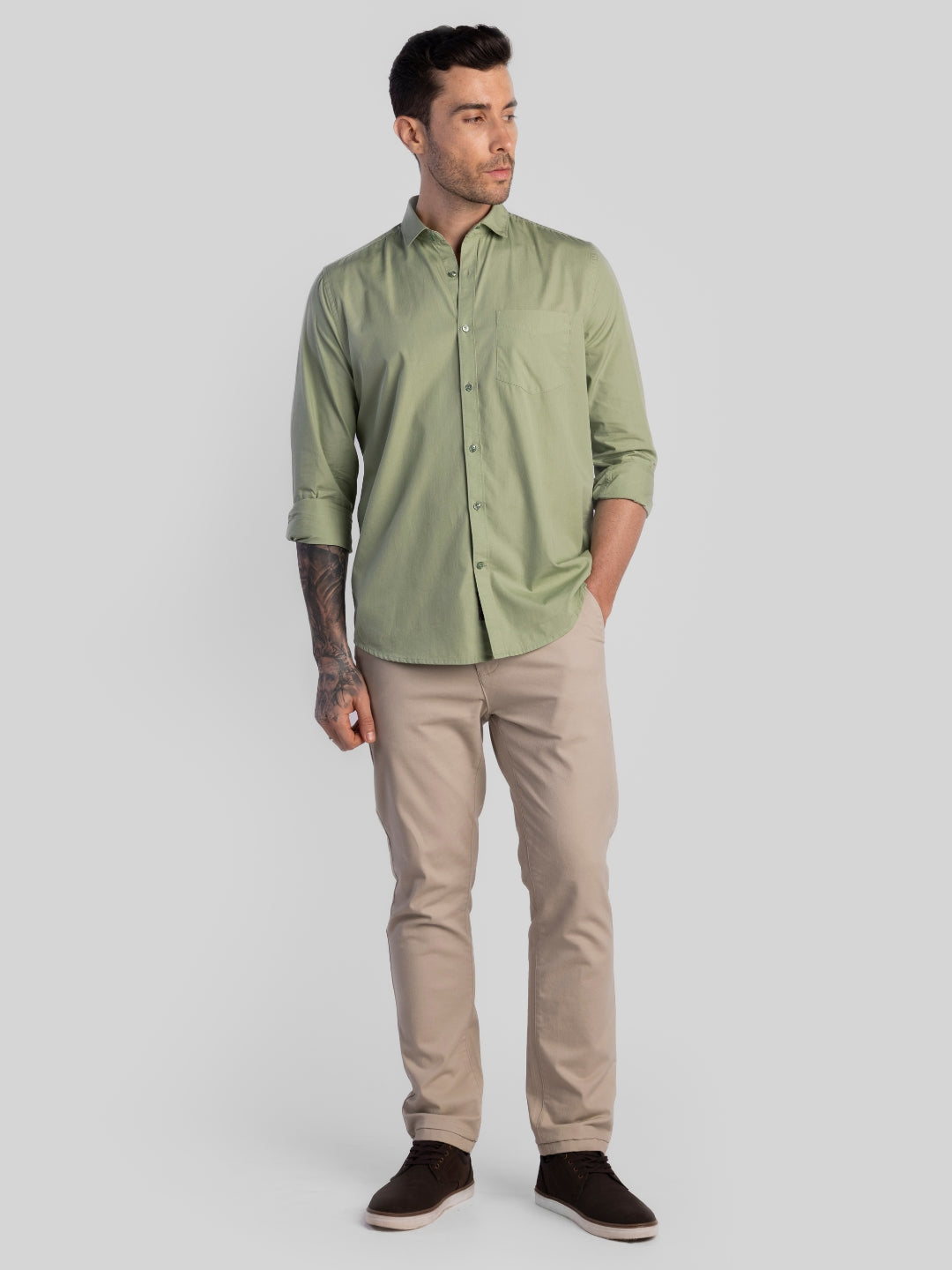 Green Pure Cotton Shirts for Men | Slim Fit Luxury Wear