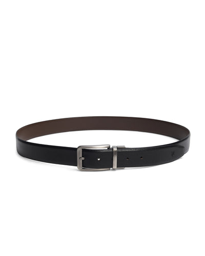 Men Black & Brown Reversible Fine Saffiano Leather Formal Belt