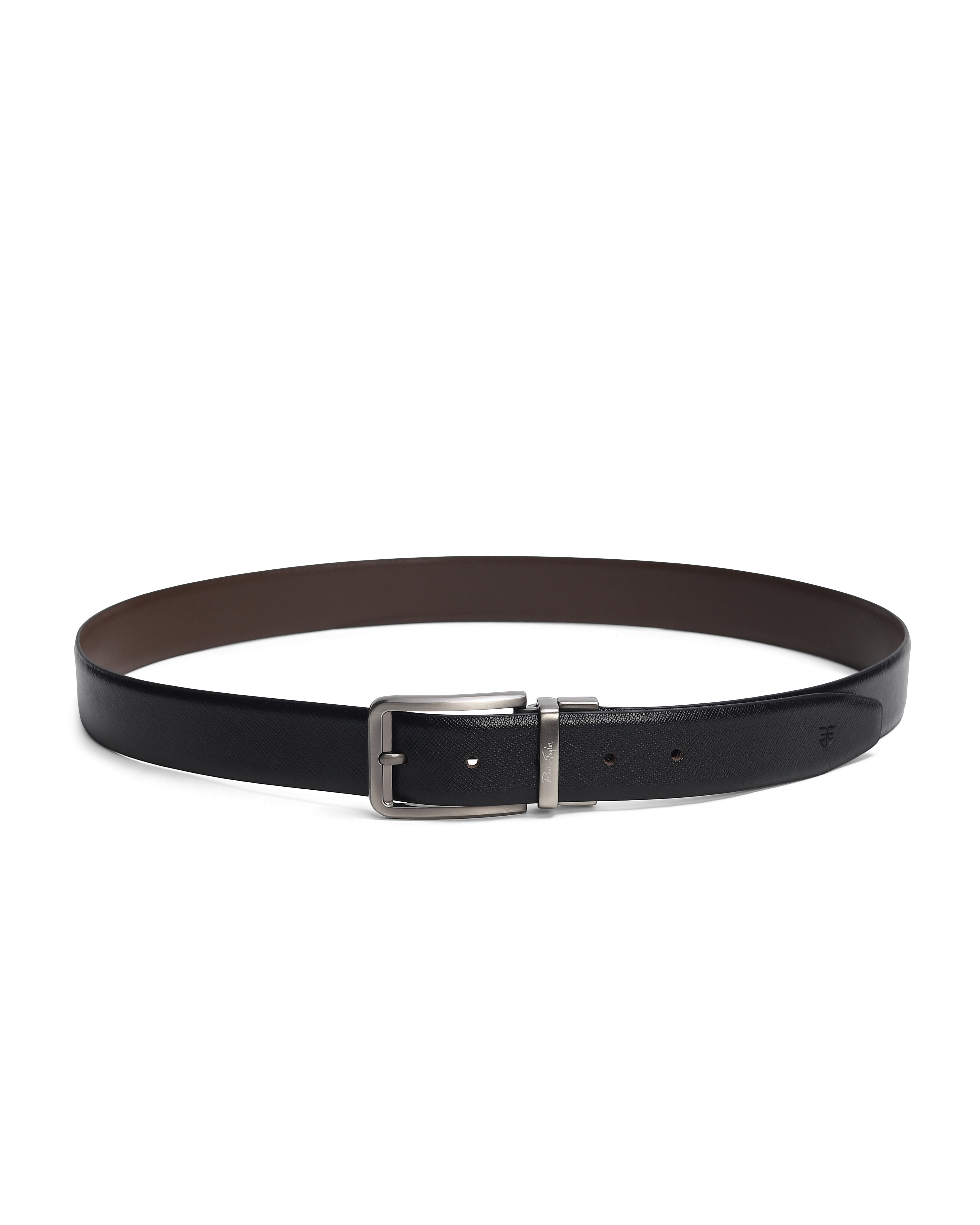 Men Black & Brown Reversible Fine Saffiano Leather Formal Belt