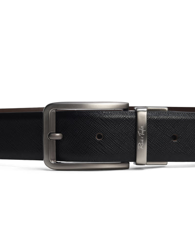 Men Black & Brown Reversible Fine Saffiano Leather Formal Belt