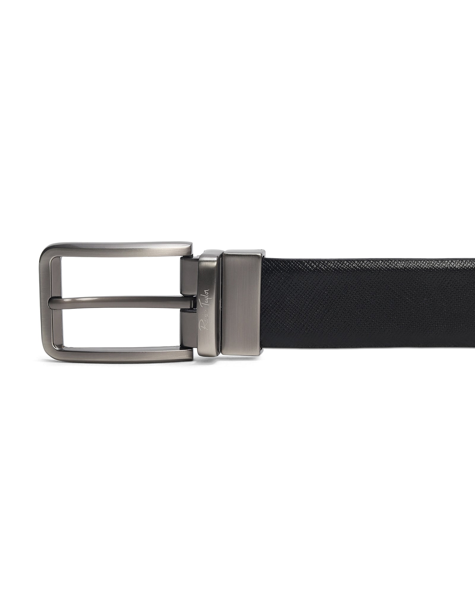 Men Black & Brown Reversible Fine Saffiano Leather Formal Belt