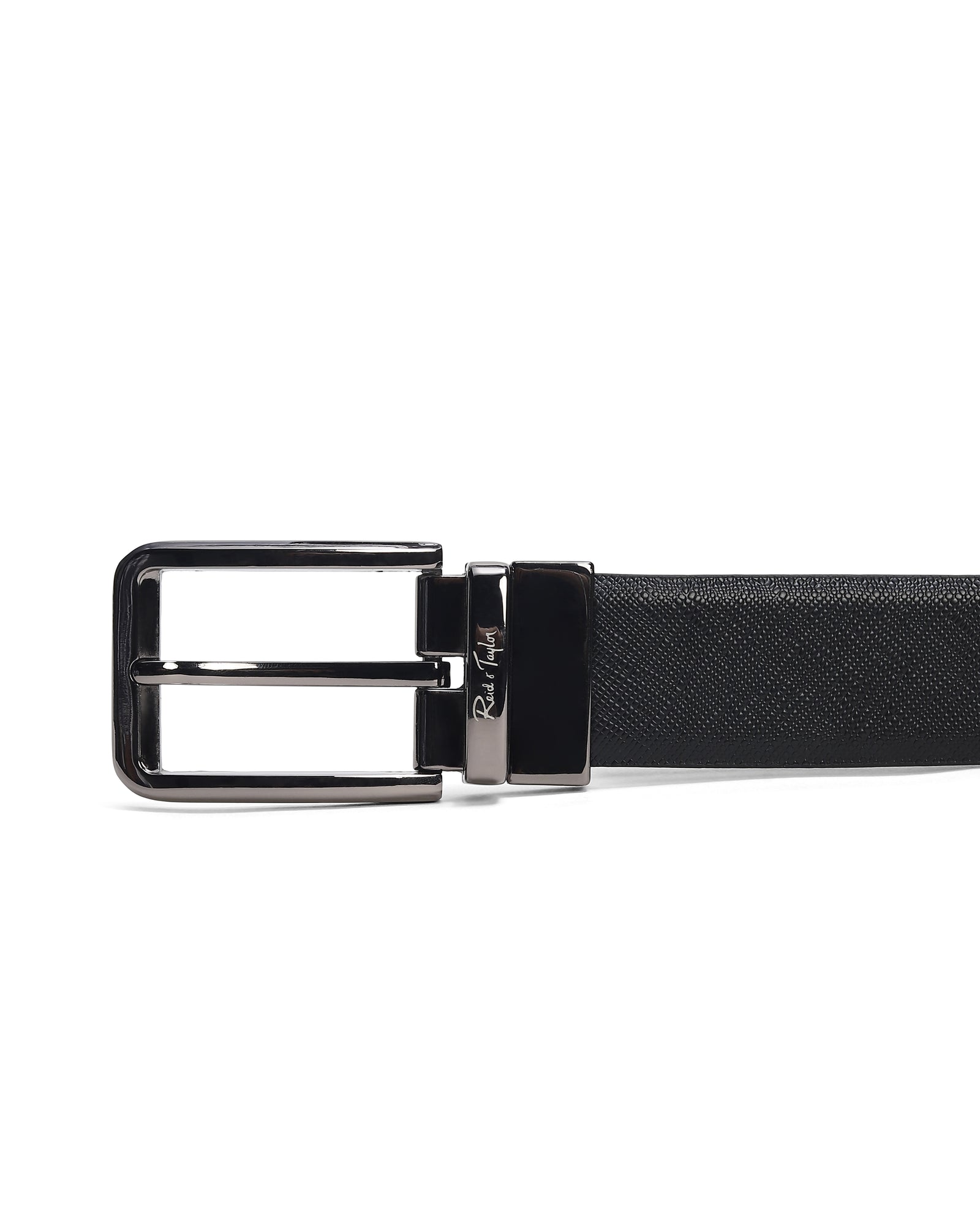Men Black & Brown Reversible Crosshatch Saffiano Leather Executive Belt