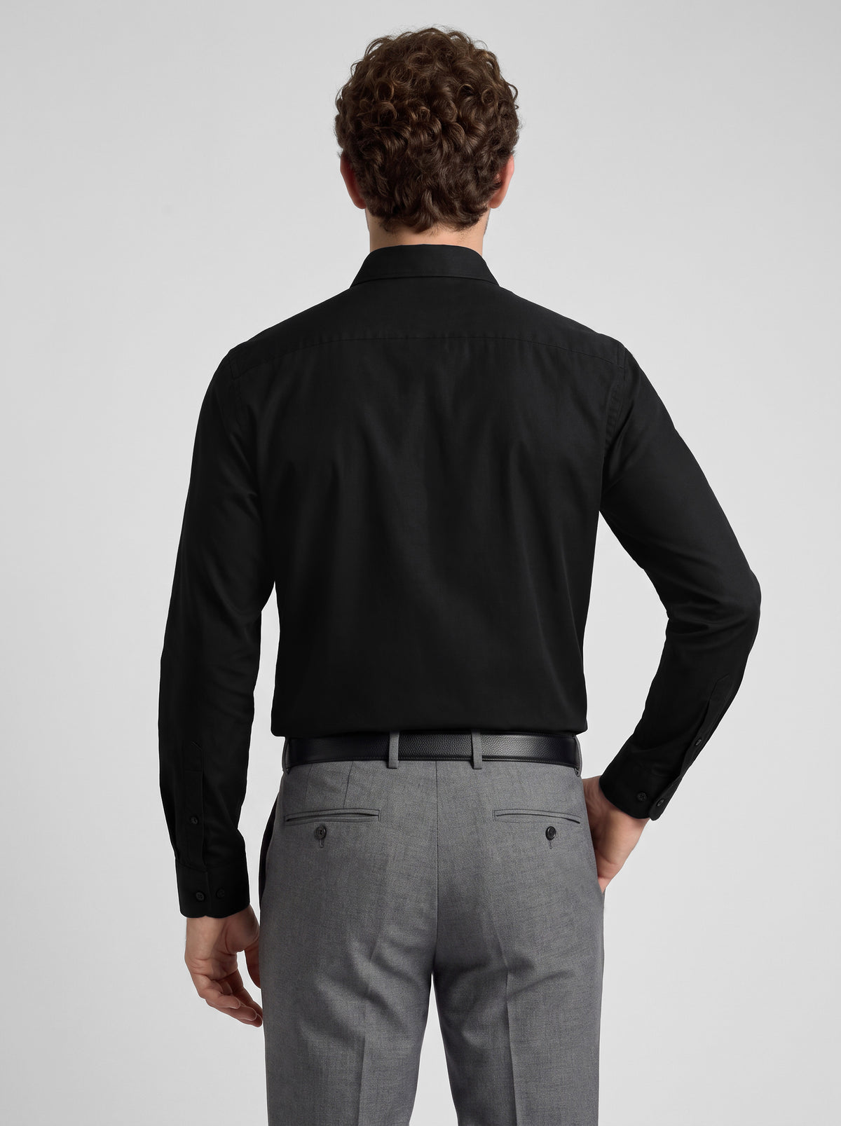 Men's Pure Cotton Plain Slim Fit Full Sleeve Casual Shirt - Black