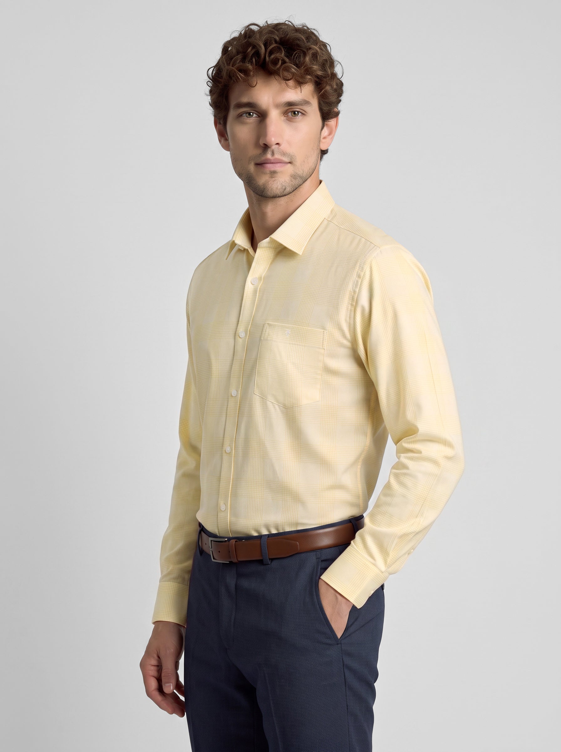 Slim Fit Shirt Yellow/White