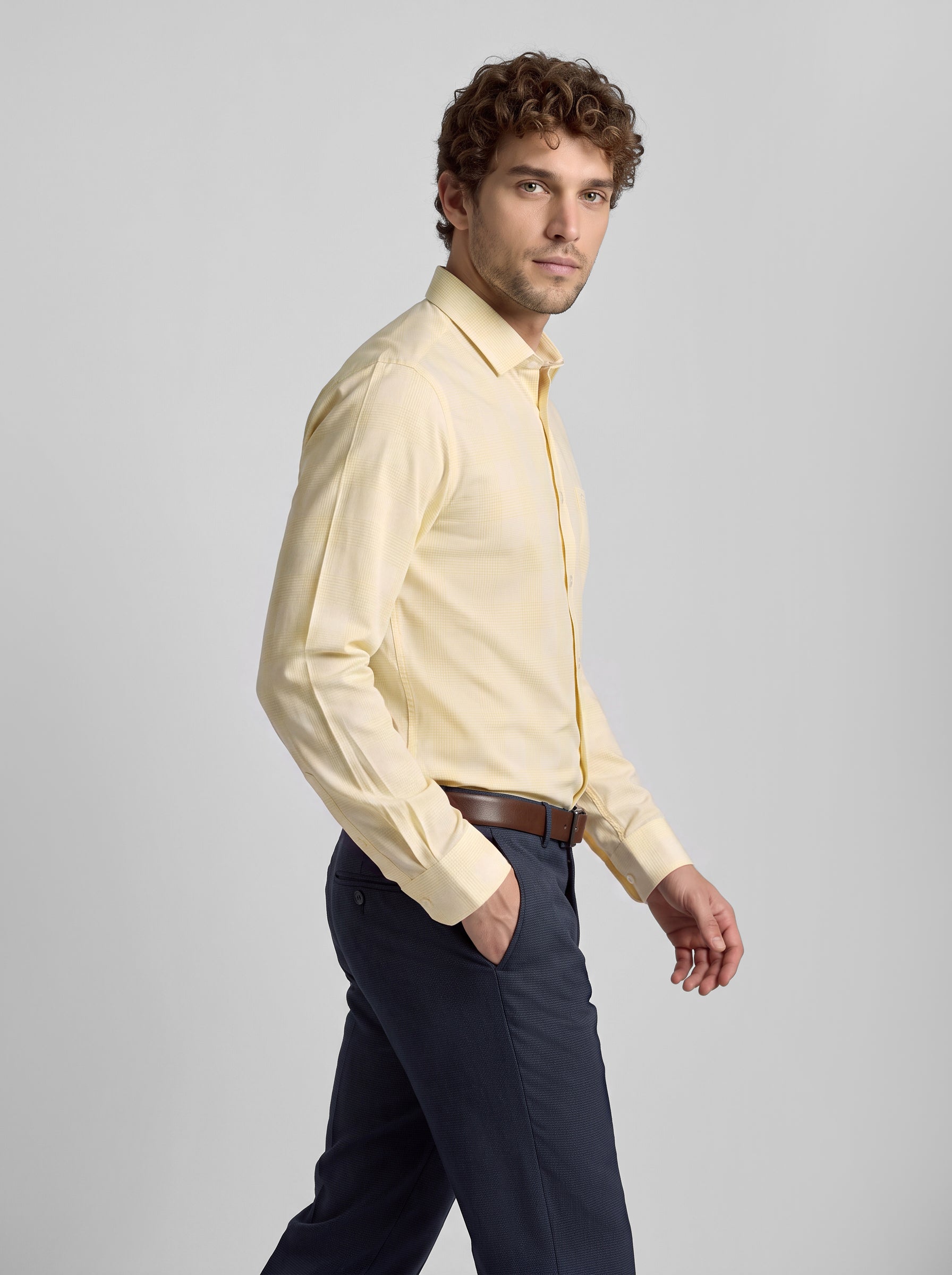 Slim Fit Shirt Yellow/White