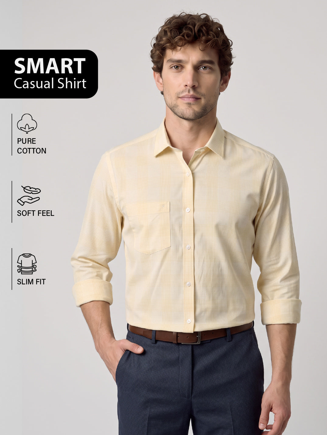 Slim Fit Shirt Yellow/White