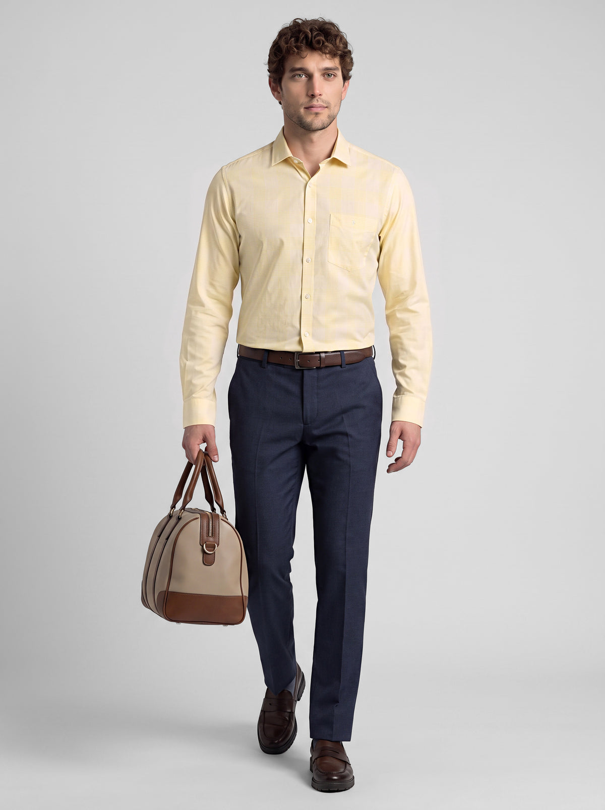 Slim Fit Shirt Yellow/White